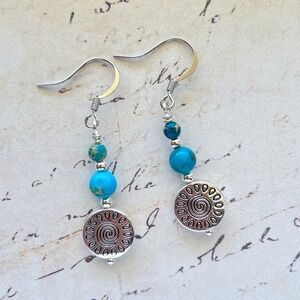 Turquoise Sun Charm Stacked Dangle Earrings